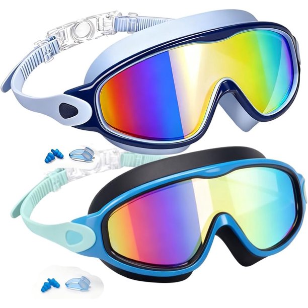 Gafas natación antivaho con pinza nariz tapones oídos antigoteo visión amplia protección UV
