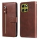 thumbnail image 4 of Funda tipo cartera para Motorola Moto G86 con bolsillo con cremallera y ranuras para tarjetas – Función de soporte Marrón, 4 of 5