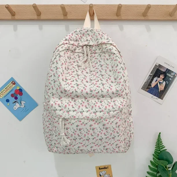Waterproof Nylon Rucksack Large Capacity Books Stationery Organizer Bags Casual Cloth Floral School Bags for Students Teenager