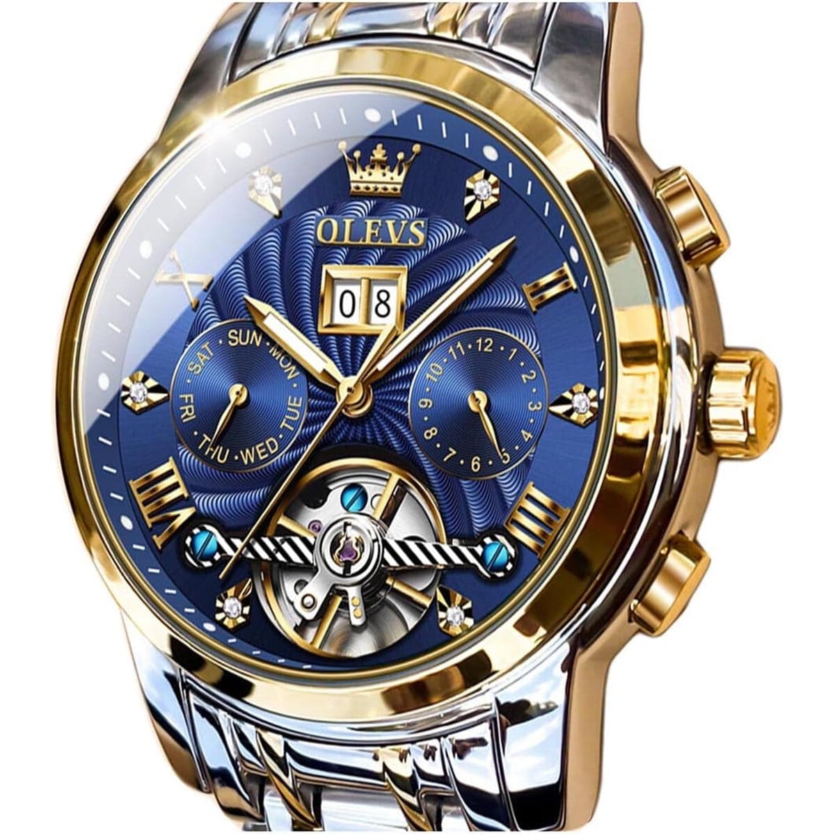 Olevs - Reloj Automático Skeleton 41mm 5 Manecillas Acero