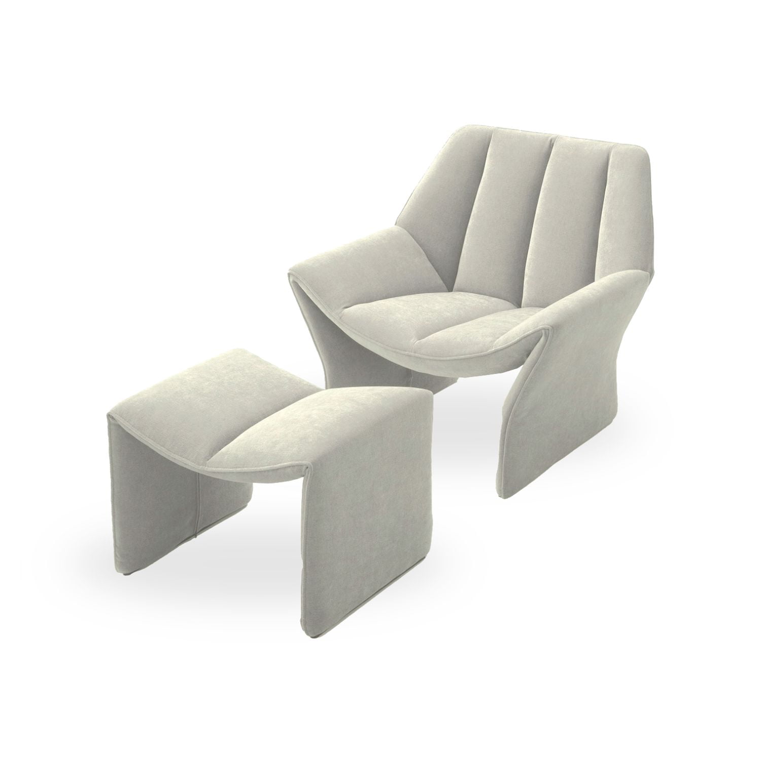 Santu Home & Deco - Sitial Velvet Crema Con Apoyapiés Sofa Sillon 1 Cuerpo