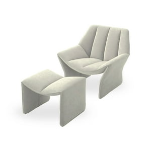 Santu Home & Deco - Sitial Velvet Crema Con Apoyapiés Sofa Sillon 1 Cuerpo