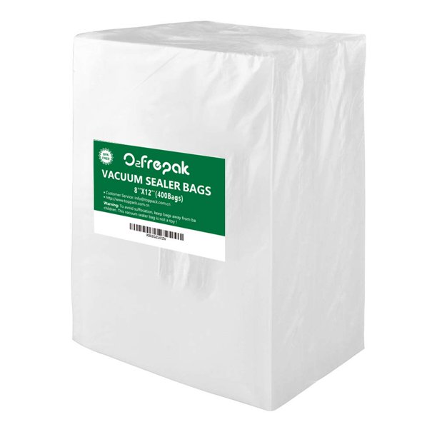 Bolsas para selladora al vacío O2frepak, 400 unidades, tamaño cuarto, 20x30 cm, libres de BPA