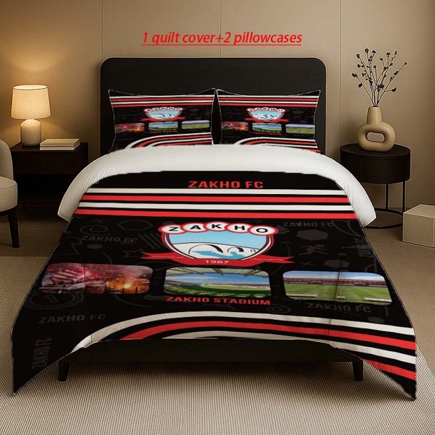 Zako FC Team Logo and Stadium Print Bedding Set Soft and Comfortable Bedding Set Suitable for All Seasons Ideal for Family Bedrooms and Guest Rooms
