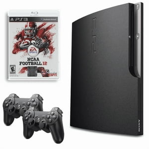 Sony Playstation 3 Ps3 Console Slim 250Gb Black With Ncca Football 12 And 2 Retrofam Controllers (Refurbished)