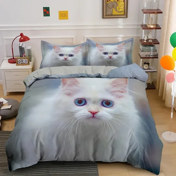 Lovely Pet Cat Bedding Set Animal Funny Duvet Cover Pillowcases Comforter Cover Bed Linens Bedclothes Bed Sheets