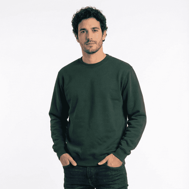 Polerón Unisex Algodón Afranelado Básico Antipilling Verde Pino