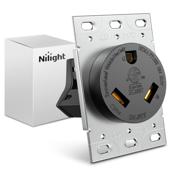 Toma de corriente para RV Nilight, 30 amperios, 125 V, NEMA TT-30R, con certificación ETL