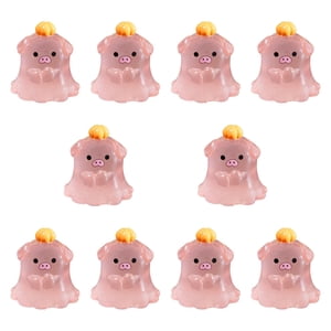 Bothyi - 10 Miniestatuas De Resina Luminosas, Bonitos Adornos Para Estantería De Mesa De Jardín, 2,5 X 2,7 Cm, Cerdo Rosa