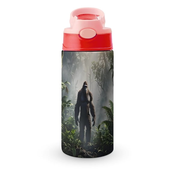 Pie GrandeBotella de Agua con Tapa Pop Top de Un Toque, Acero Inoxidable, a Prueba de Fugas, para Deportes, Botella Infantil rosa 12 oz