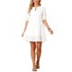 thumbnail image 1 of INSPIRE CHIC Vestido de Ojal para Mujer Verano Casual con Lazo en el Cuello en V Manga Corta Línea A Encaje en Capas Flowy Playa Mini Vestidos M Blanco, 1 of 6
