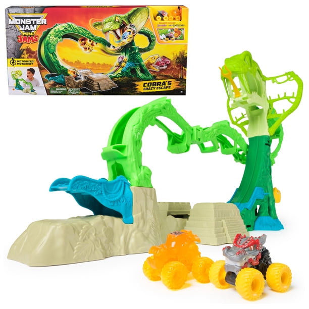 Playset Monster Jam Mini Jams Escape Loca de la Cobra con Camiones