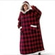 thumbnail image 2 of 1pc Flannel Blanket With Sleeves, Winter Hoodies Sweatshirt, Women Men Pullover Fleece Giant TV Blanket, 2 of 3