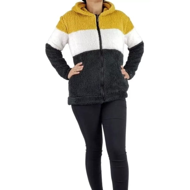 Corderito Peludo Chaqueta Valley Sherpa Mujer Con Gorro 035