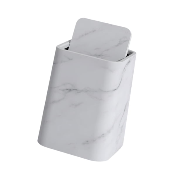 Baño de mármol cubo de basura cesta de basura reutilizable cubo de basura cuadrado contenedor de basura hogar cubo de basura para sala de estar hogar L Blanco