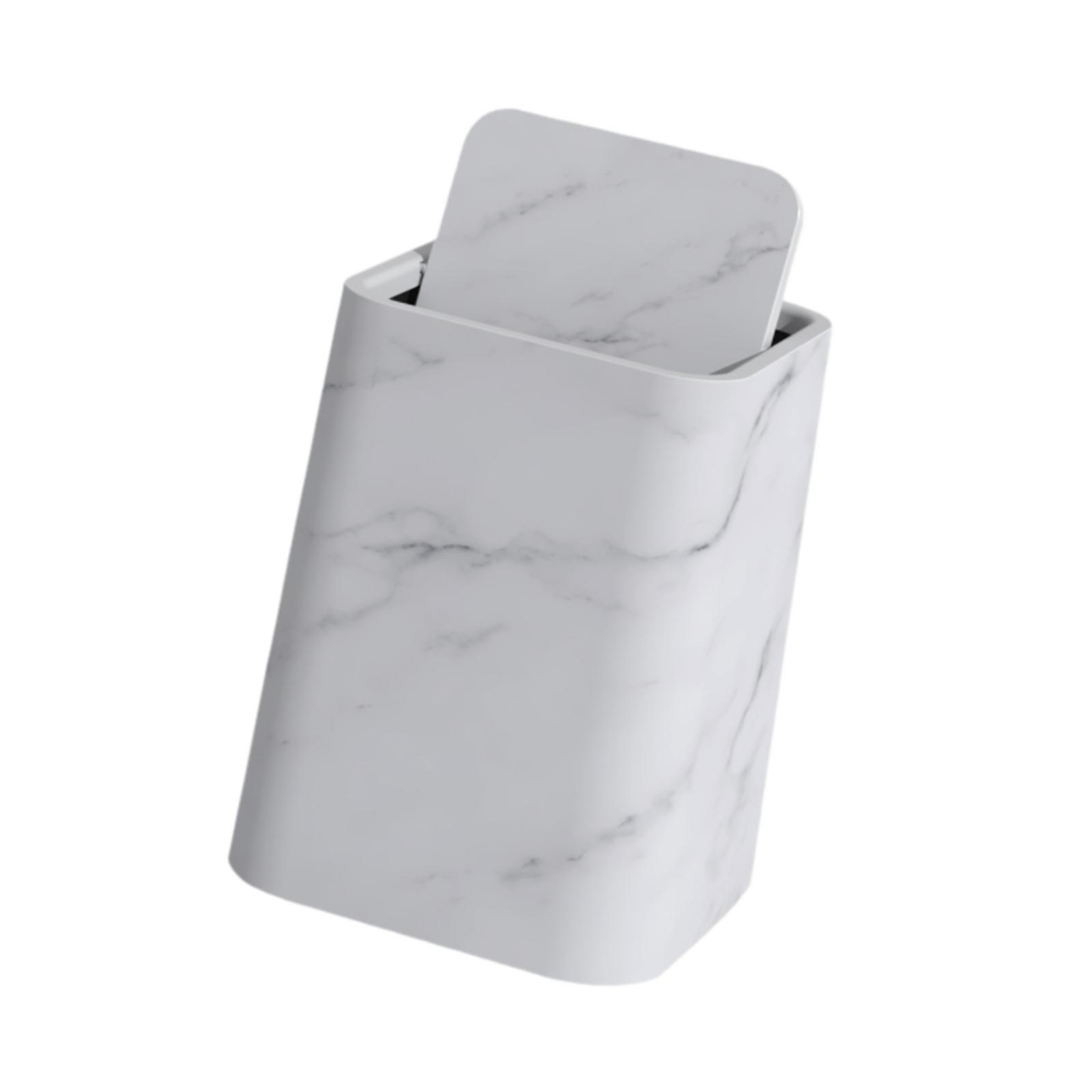 Magideal - Baño De Mármol Cubo De Basura Cesta De Basura Reutilizable Cubo De Basura Cuadrado Contenedor De Basura Hogar Cubo De Basura Para Sala De Estar Hogar L Blanco