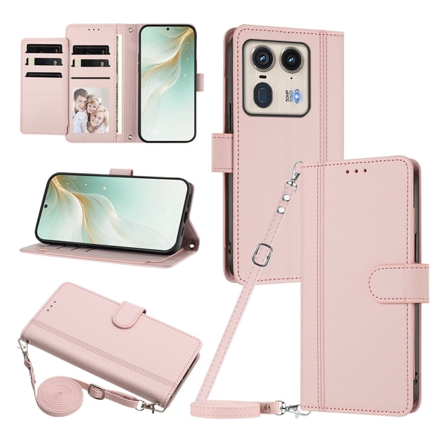 Funda Cartera para Motorola Edge 50 Ultra 5G con Bolsillo para Billetes, Rosa