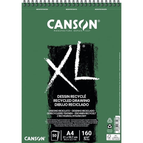 Croquera Dibujo Canson Xl Reciclado 160Gr 50Hjs A4 21X29Cm