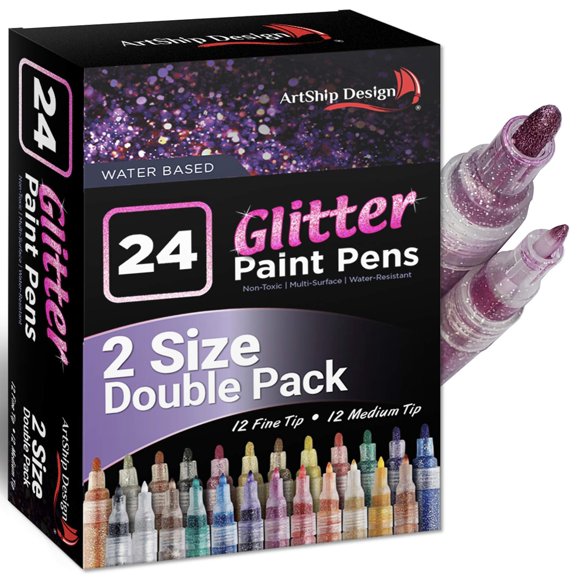 Bolígrafos de pintura ArtShip Design 24 unidades con glitter de doble punta