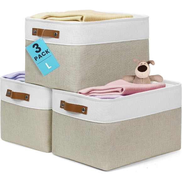 Canasta Organizadora OrganiHaus 15 x 11 x 9 in Pack de 3 Beige