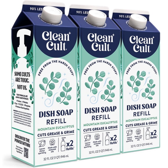 Detergente para platos Cleancult 946 ml Eucalipto Montaña - Pack de 3