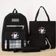 thumbnail image 1 of 3pcs Kawaii Bunny Print Backpack, Preppy Style Travel Schoolbag With Tote Bag & Crossbody Bag & Pencil Case, 1 of 2