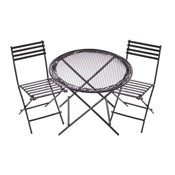 Juego De Mesa Y Sillas En Miniatura Para Casa De Muñecas, Muebles De Café/té A Escala 1:12 De Metal, Color Negro