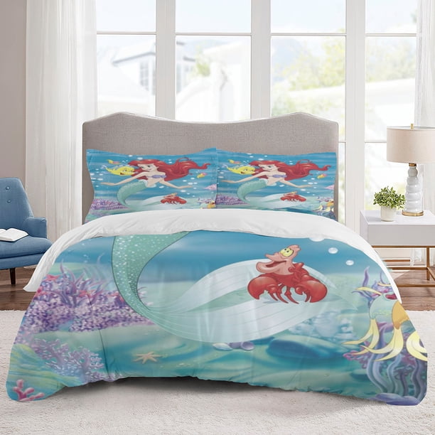 Ariel Bedding Sets Cartoon Duvet Cover Lightweight 3 Piece Bet Sets for Kids Boys Girls