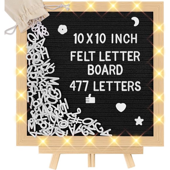Tablero de Fieltro LED ANWEOR 10 x 10 in con 477 Letras