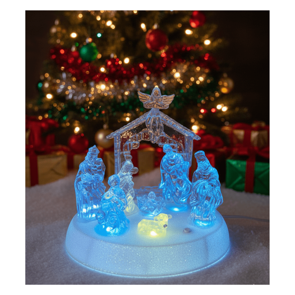 Genérico - Nacimiento Mini Pesebre Navidad Acrílico Luces Led Decoración