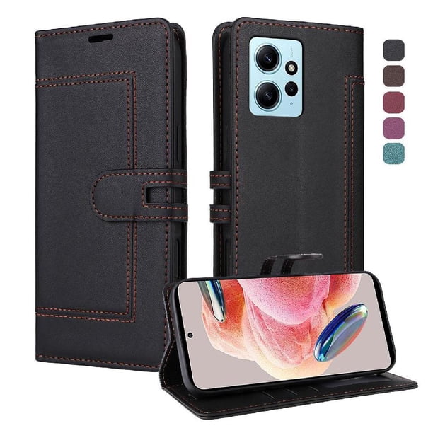 Premium Wallet Case for Xiaomi Redmi Note 12 4G with Card Slots & Kickstand, Flip Cover Black