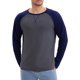 thumbnail image 4 of Camiseta de Hombre de Manga Larga con Bloques de Color Casual Raglán 2XL Gris Azul, 4 of 6