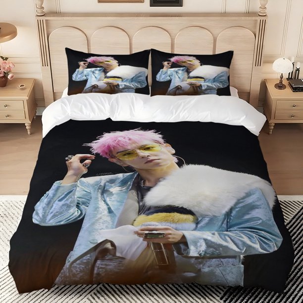 3pcs BB T.O.P Pink Hair Stage Performance Printed Bedding Set