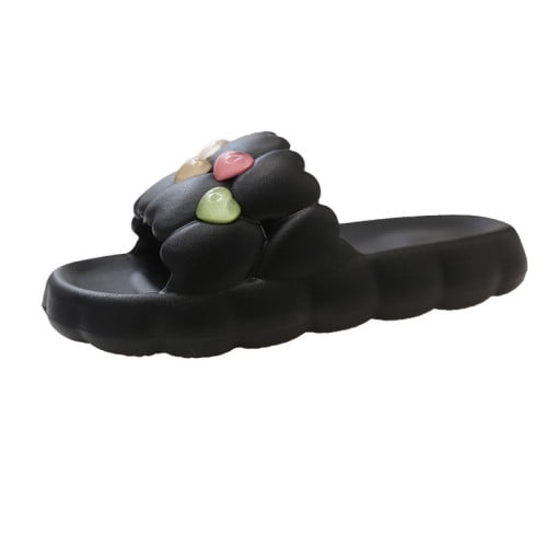 El Edén - Sandalias, Chalas Para Mujer Con Adornos De Corazones Color Negro Talla 40-41