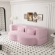 thumbnail image 1 of Modern Floor Sofa with 2 Pillows,Convertible Teddy Fabric Foam-Filled Sleeper Sofa Bed,15" Full Size Folding Mattress for Living Room,Guest Bed,Playroom,no assembly required,Pink(Old Sku W1885P230384), 1 of 3