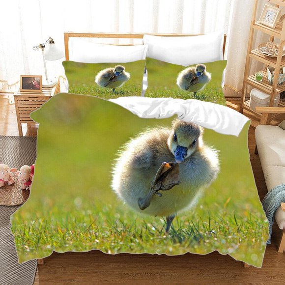 Grassland Lovely Duckling Quilt Duvet Cover Set Bed Linen Pillowcase 3-Piece Bedding Set