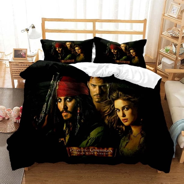 Pirates Movie Bedding Set,Pirates of the Caribbean Duvet Cover 3D Print,Jack Quilt Cover Pillowcase king Queen Size Boys Adult Bed Sheets