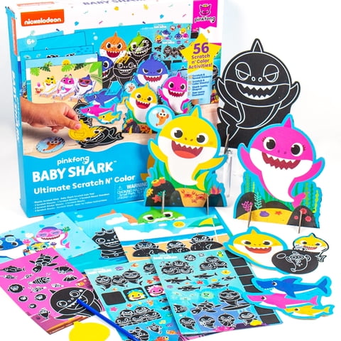 Baby Shark Scratch 'N Color Set Horizon Group Usa, 56 Actividades