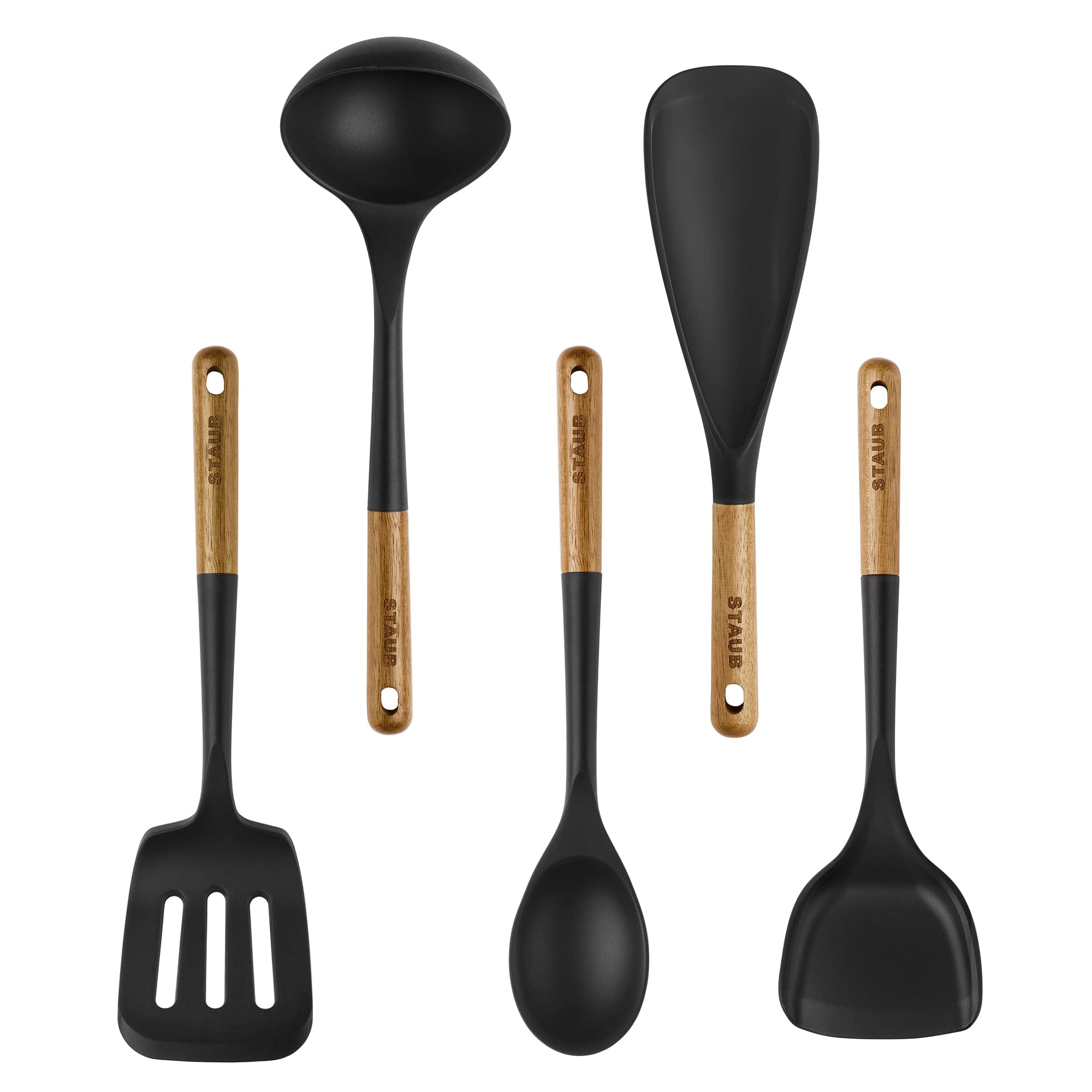 Juego De Utensilios De Cocina Staub De Silicona Con Mango De Madera, 5 Piezas