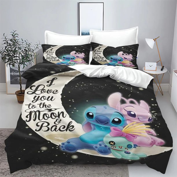 Stitch Cartoon Comforter Set, 100% Polyester, 3D Digital Printing Bedding, King Size Printing, Children's Gifts Bed Sheets
