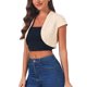 thumbnail image 4 of INSPIRE CHIC Chaqueta de Jean Recortada Casual para Mujeres de Regreso a Clases con Mangas Cortas S Albaricoque, 4 of 6