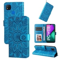 Funda Tipo Cartera Foxdock Para Xiaomi Redmi 9C , Diseño Girasol En Relieve, Cuero Pu, Cierre Magnético, Soporte Y Tarjetero