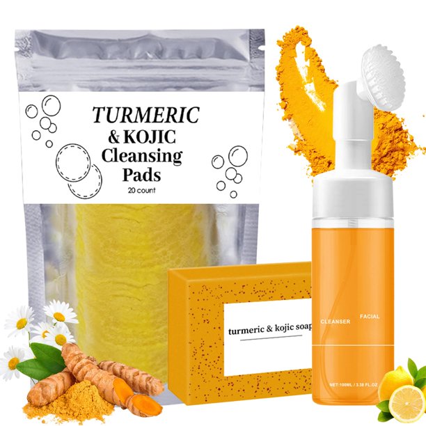 Set de cuidado de la piel, jabón, jabón y jabón, limpiador facial con cúrcuma, jioijioi