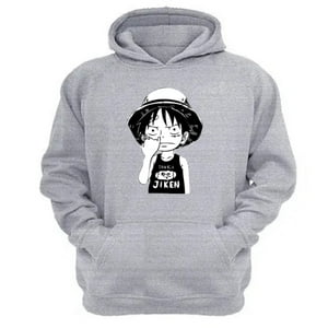Genérico - Polerón Canguro Luffy Gris Claro Talla Xs Unisex