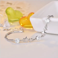 Genérico - Pulsera Plata 925 Estrellas Circón Oro Blanco Plateado