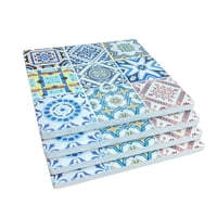 Oem - Set 4 Posavasos Colorido Ceramica Y Corcho 4 Piezas Cuadrado M2