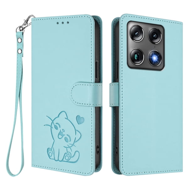 Motorola Signature 5G Funda Billetera de Gato, Verde Claro