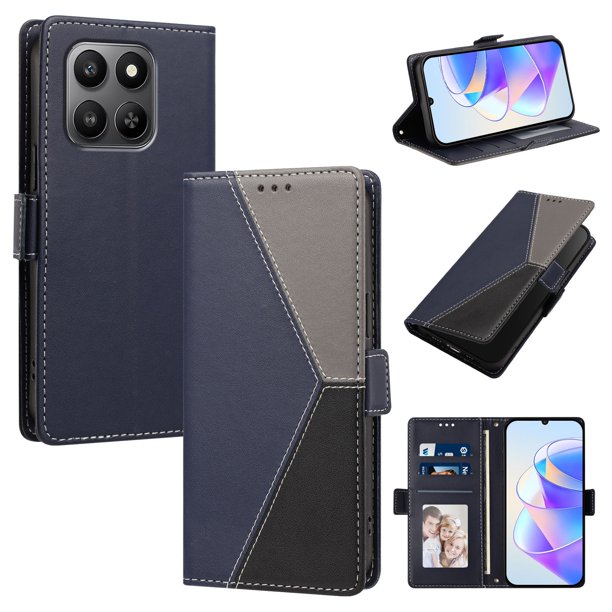Funda Cartera para Honor 400 Smart con Cierre Magnético, Tricolor, Azul Oscuro