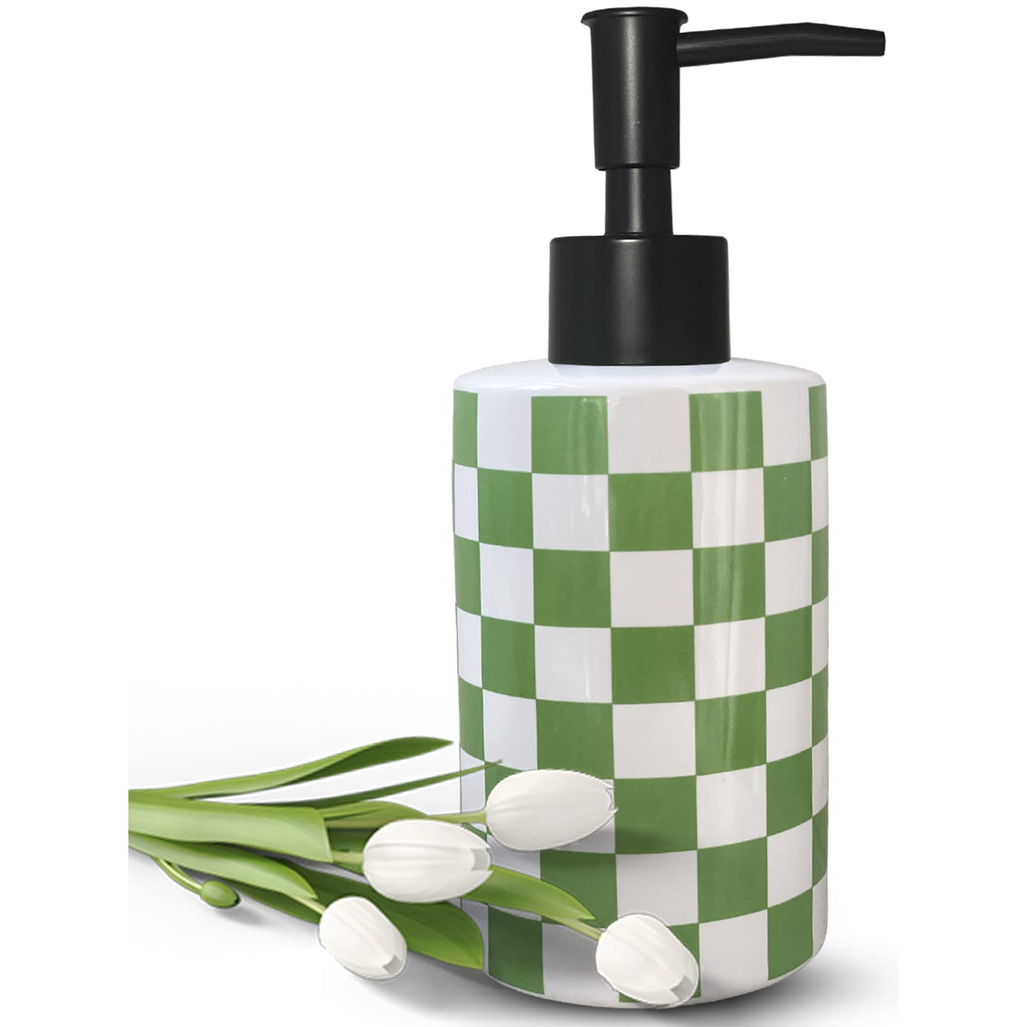 Unbonsouhait - Dispensador De Jabón Para Baño Y Cocina 350 Ml Cerámica