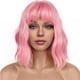 thumbnail image 1 of Peluca de onda suelta de 14 pulgadas Peluca de Bob de color rosa ondulado con pelucas de pelo rizado de aire sintéticas pelucas de fiesta de cosplay para mujeres (14 pulgadas, rosa sólida), 1 of 3